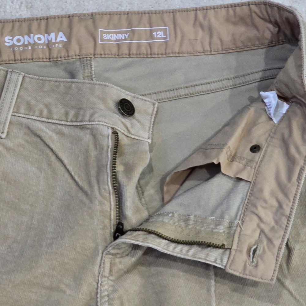 SONOMA Women Size 12 LONG Skinny‎ Stretch Corduroy Pants Tan - Picture 6 of 9